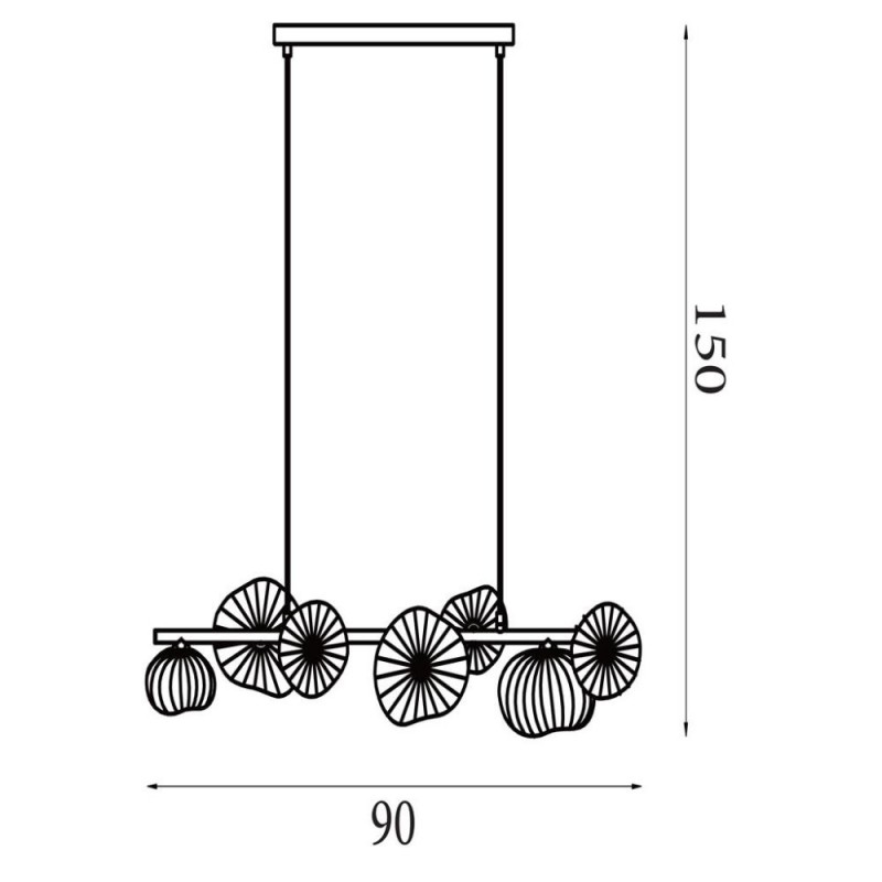 Searchlight-24123-7BK - Sunbeam - Black 7 Light over Island Fitting with Clear & Amber Ribbed Glass
