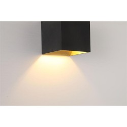Newton - Black and Gold Up & Down Square Wall Lamp