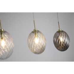 Whirl - Satin Brass 3 Light over Island Fitting with Multicoloured Swirled Glass