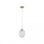 Whirl - Satin Brass Pendant with Clear Swirled Glass