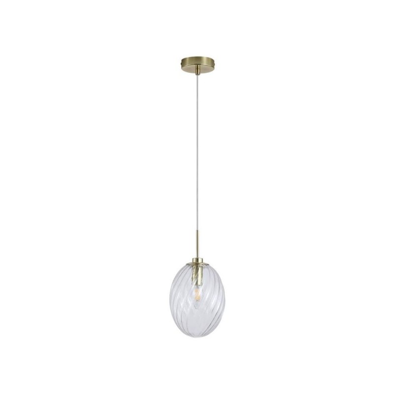 Searchlight-24141CL - Whirl - Satin Brass Pendant with Clear Swirled Glass