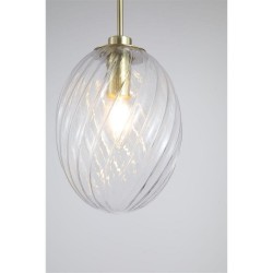 Whirl - Satin Brass Pendant with Clear Swirled Glass