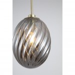 Whirl - Satin Brass Pendant with Smoked Swirled Glass