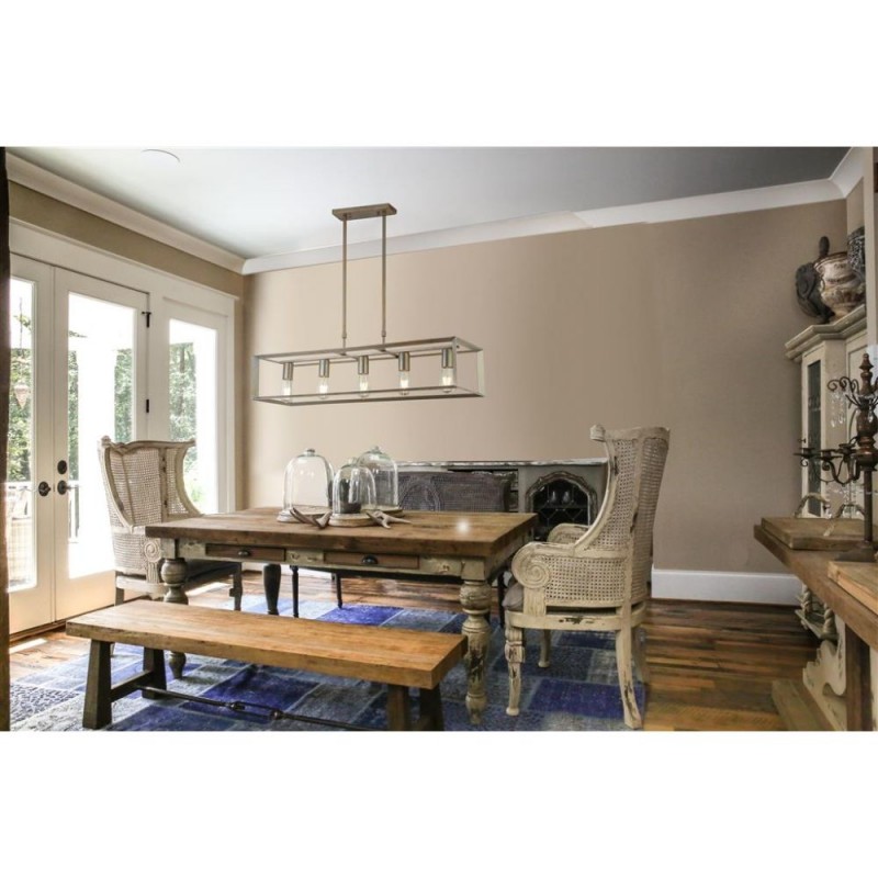 Searchlight-2415-5SI - Heaton - Brushed Silver & Gold 5 Light over Island Fitting