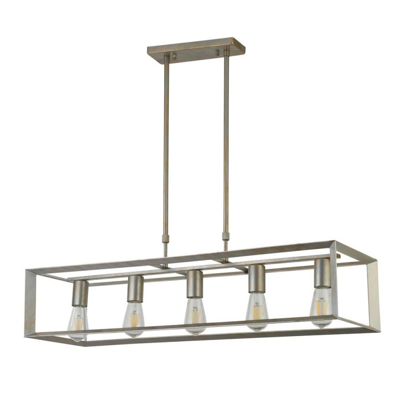 Kitchen Lights - Heaton - Brushed Silver with Gold 5 Light over Island Fitting Searchlight-2415-5SI - Heaton - Brushed Silver with Gold 5 Light over Island Fitting