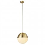 Endor - Satin Brass Pendant with White Glass