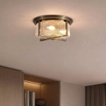 Sophie - Antique Brass 3 Light Flush with Clear Ribbed Glass IP44