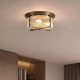 Searchlight-24350-35AB - Sophie - Antique Brass 3 Light Flush with Clear Ribbed Glass IP44