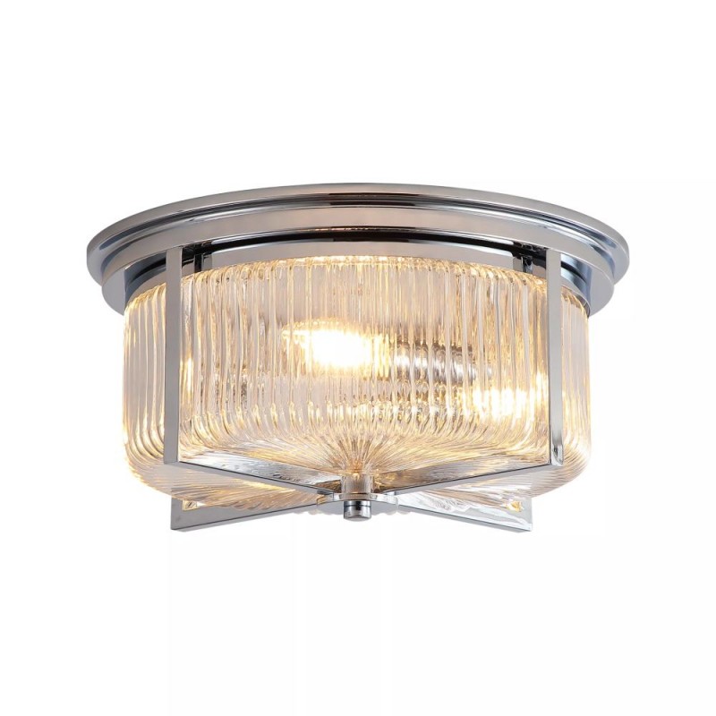 Searchlight-24350-35CC - Sophie - Chrome 3 Light Flush with Clear Ribbed Glass IP44