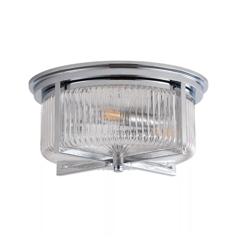 Searchlight-24350-35CC - Sophie - Chrome 3 Light Flush with Clear Ribbed Glass IP44