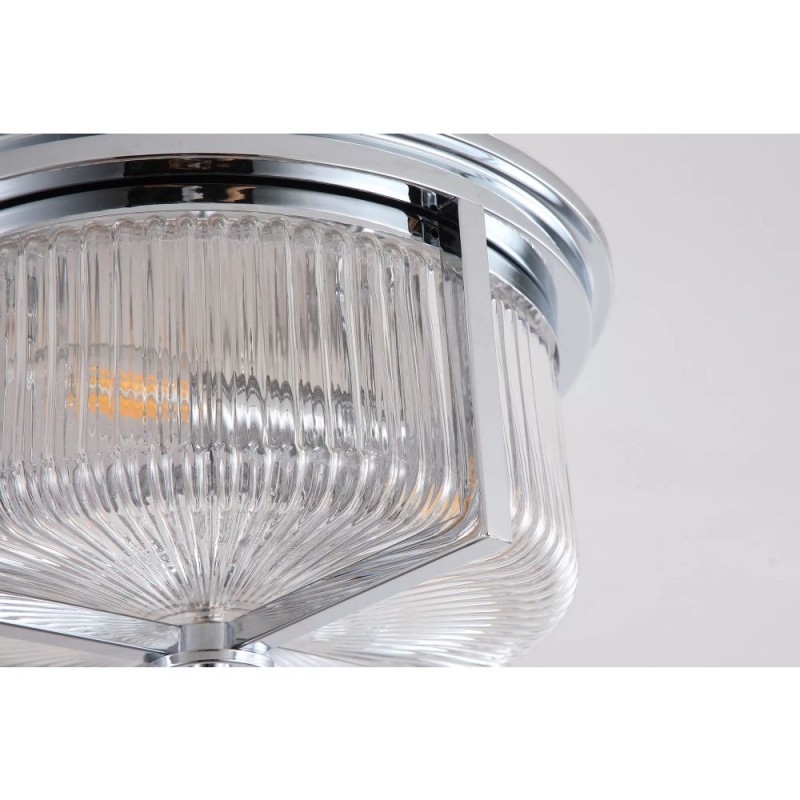Searchlight-24350-35CC - Sophie - Chrome 3 Light Flush with Clear Ribbed Glass IP44