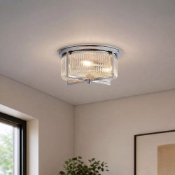 Sophie - Chrome 3 Light Flush with Clear Ribbed Glass IP44