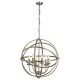 Searchlight-2476-6AB - Orbit - Antique Brass 6 Light Spherical Cage Pendant