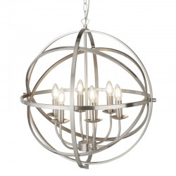 Orbit - Satin Silver 6 Light Spherical Cage Pendant