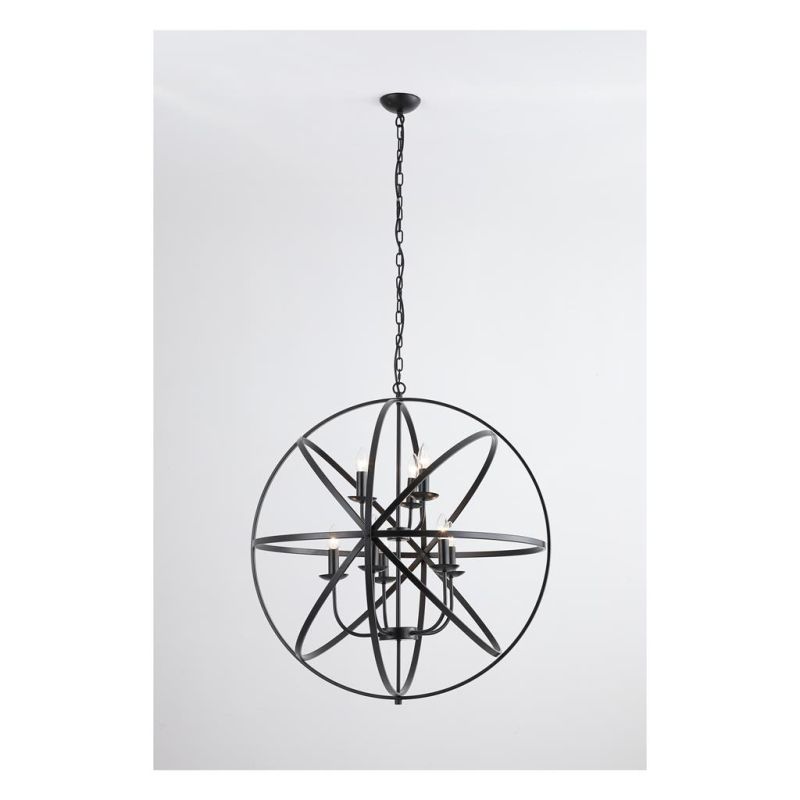 Searchlight-2478-8BK - Orbit - Matt Black 8 Light Spherical Cage Pendant