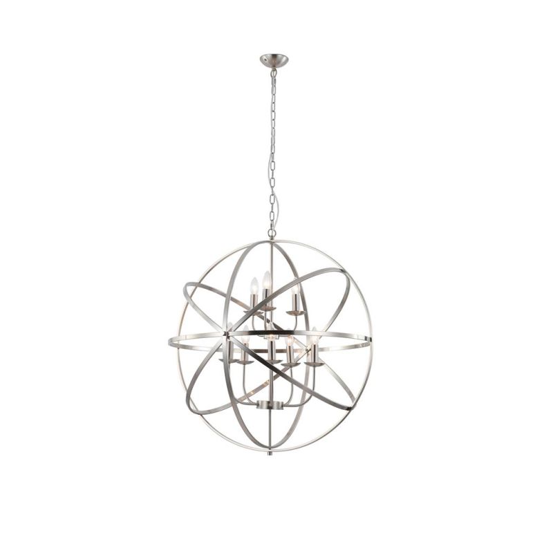 Searchlight-2478-8SS - Orbit - Satin Silver 8 Light Spherical Cage Pendant