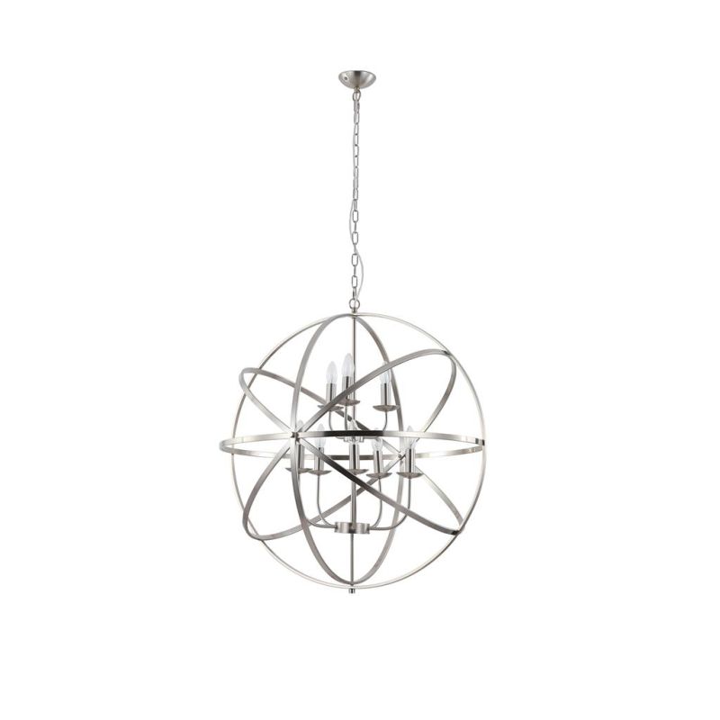 Searchlight-2478-8SS - Orbit - Satin Silver 8 Light Spherical Cage Pendant