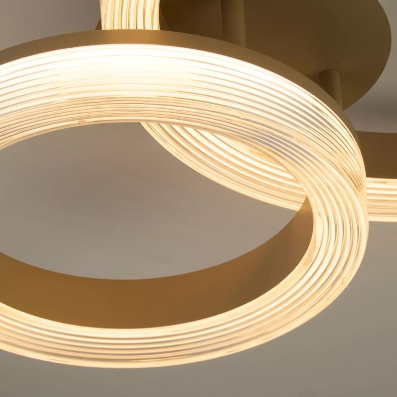 Searchlight-25132SA - Lumen - Sand CCT Semi Flush with Clear Diffuser
