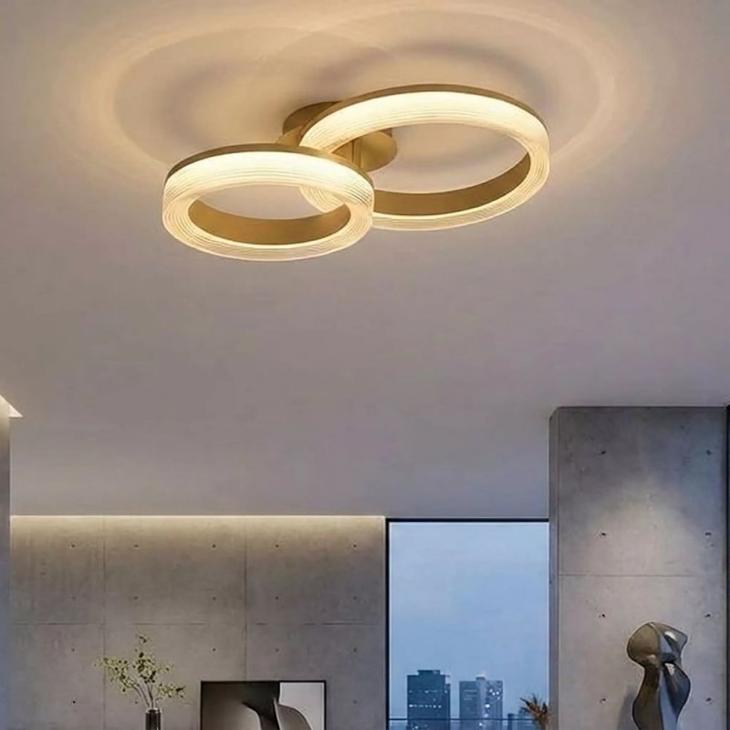 Searchlight-25132SA - Lumen - Sand CCT Semi Flush with Clear Diffuser