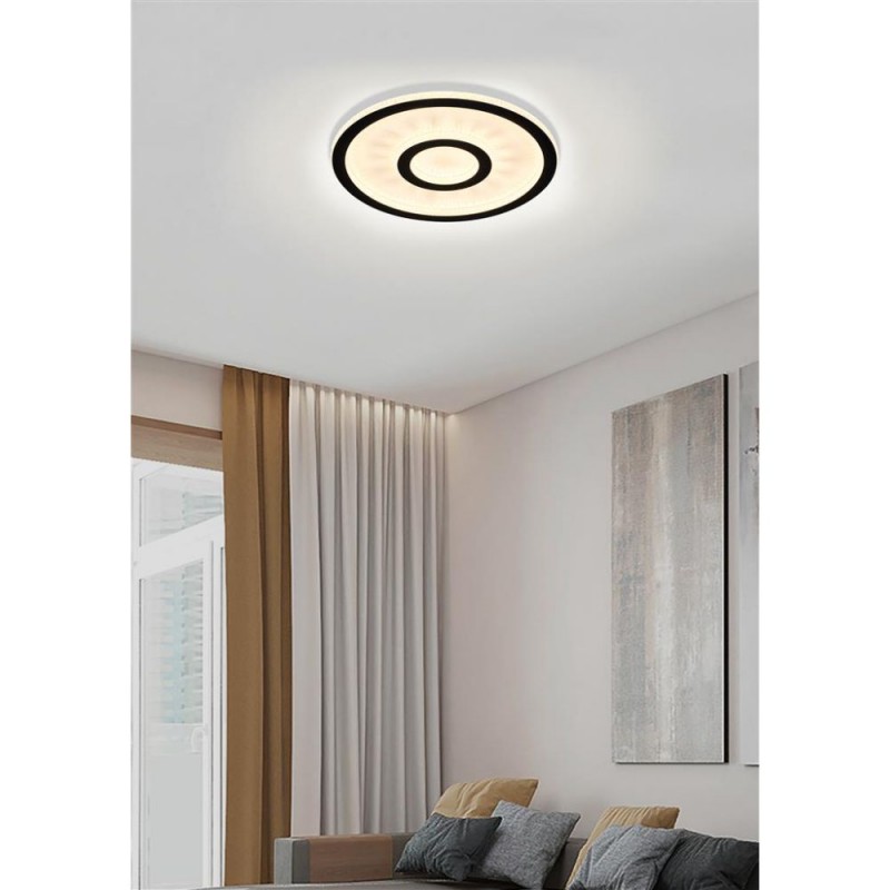 Searchlight-25688-35BK - Roundel - White & Black LED Fush with Crystal