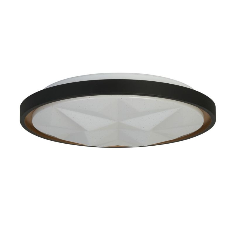 Searchlight-26185-415 - Satellite - Black & Gold LED Flush with Star Effect Diffuser