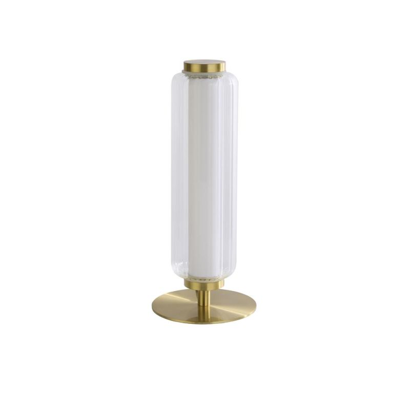 Searchlight-26251SB - Mod - Satin Brass LED Table Lamp with Ribbed Glass