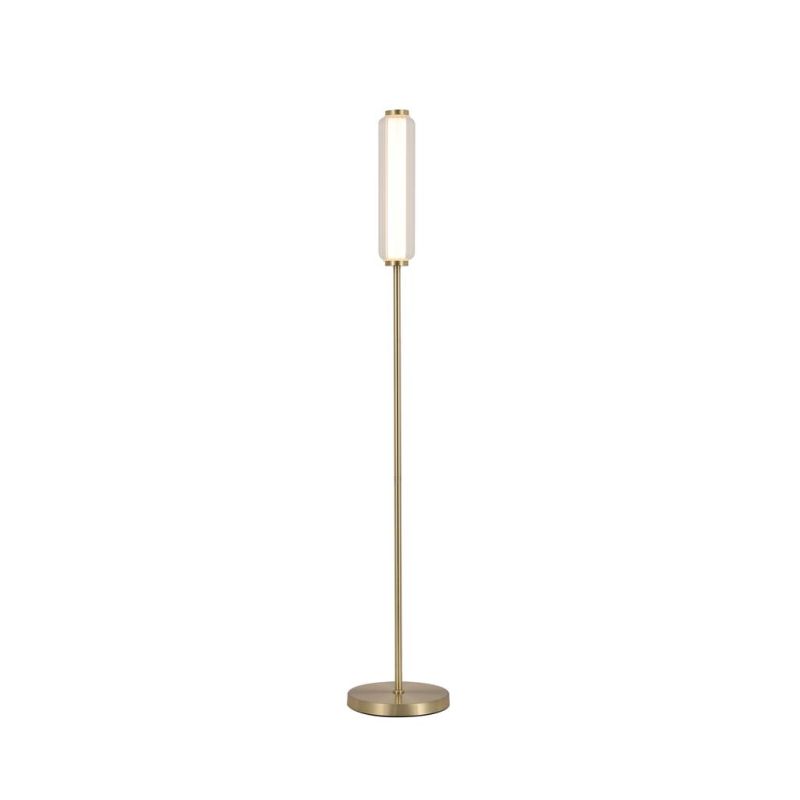 Searchlight-26252SB - Mod - Satin Brass LED Floor Lamp with Ribbed Glass