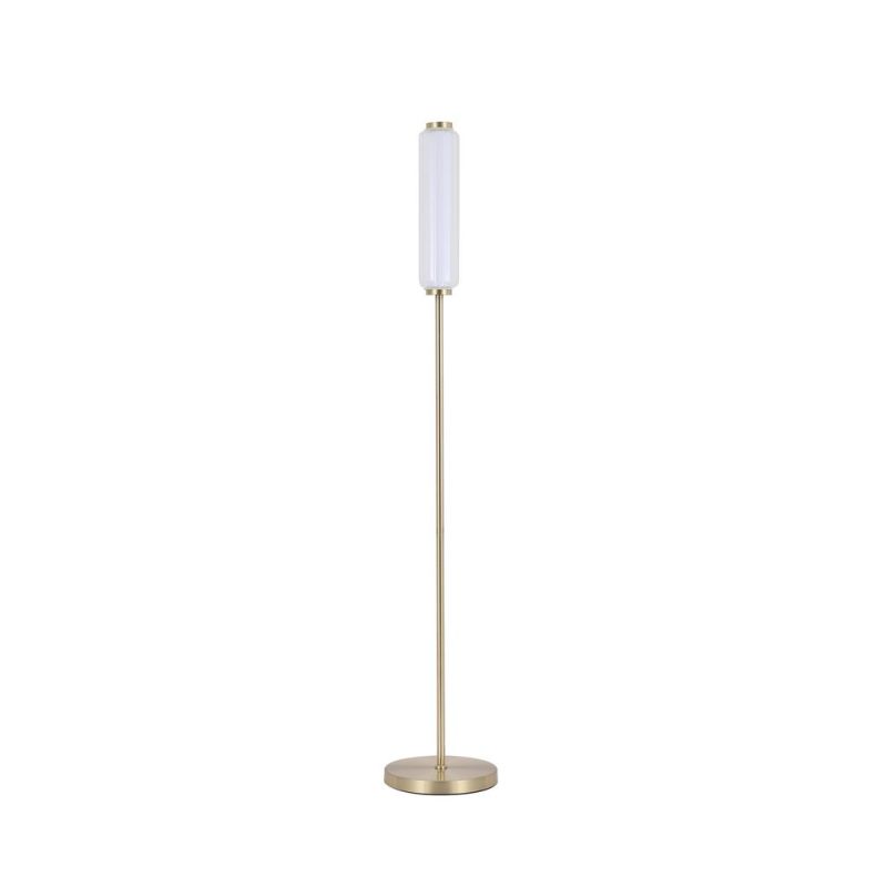 Searchlight-26252SB - Mod - Satin Brass LED Floor Lamp with Ribbed Glass