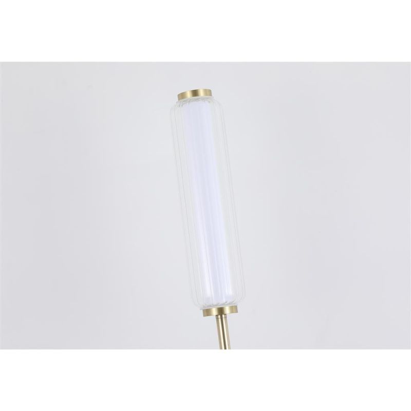 Searchlight-26252SB - Mod - Satin Brass LED Floor Lamp with Ribbed Glass