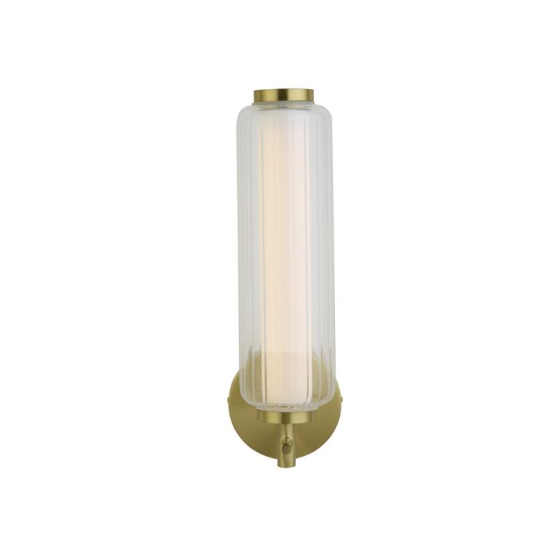 Searchlight-26253SB - Mod - Satin Brass LED Wall Lamp with Ribbed Glass