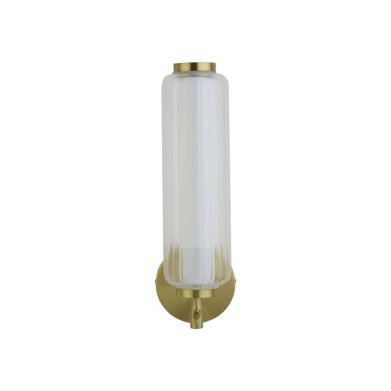 Searchlight-26253SB - Mod - Satin Brass LED Wall Lamp with Ribbed Glass