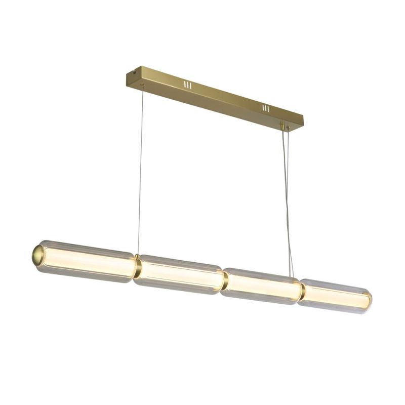 Searchlight-26254SB - Mod - Satin Brass LED over Island Fitting with Ribbed Glass