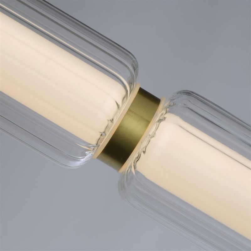 Searchlight-26254SB - Mod - Satin Brass LED over Island Fitting with Ribbed Glass