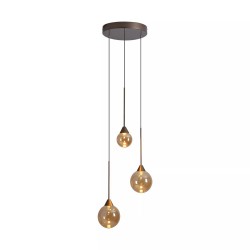 Opus Lux - Bronze 3 Light Cluster Pendant with Amber Glass