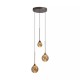 Searchlight-26301-3BZ - Opus Lux - Bronze 3 Light Cluster Pendant with Amber Glass