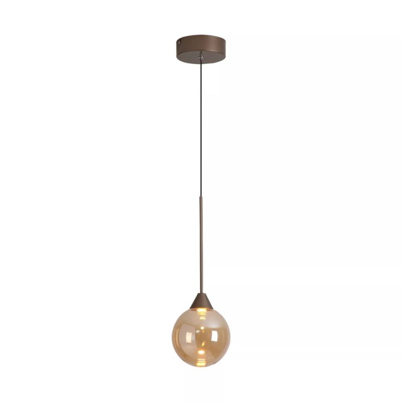 Searchlight-26302-1BZ - Opus Lux - Bronze CCT Pendant with Amber Glass