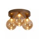 Searchlight-26302-3BZ - Opus Lux - Bronze 3 Light CCT Flush with Amber Glass
