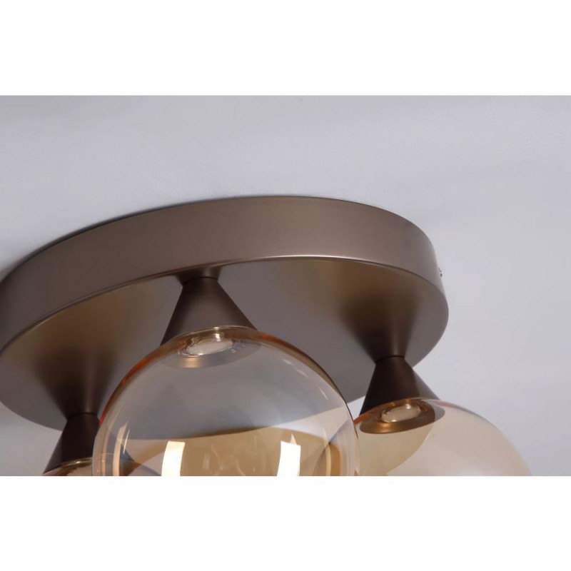 Searchlight-26302-3BZ - Opus Lux - Bronze 3 Light CCT Flush with Amber Glass