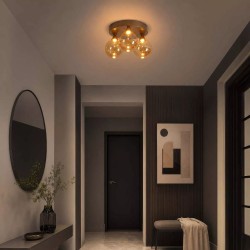 Opus Lux - Bronze 3 Light CCT Flush with Amber Glass