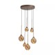 Searchlight-26303-6BZ - Opus Lux - Bronze 6 Light CCT Cluster Pendant with Amber Glass
