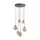 Searchlight-26303-6BZ - Opus Lux - Bronze 6 Light CCT Cluster Pendant with Amber Glass