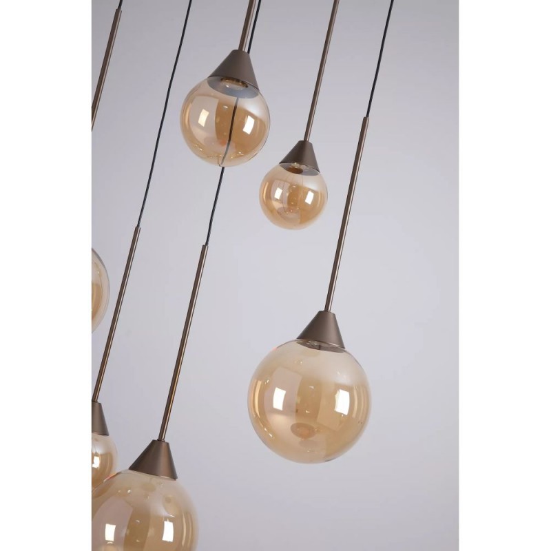 Searchlight-26303-6BZ - Opus Lux - Bronze 6 Light CCT Cluster Pendant with Amber Glass