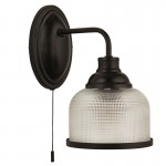 Highworth - Matt Black Wall Lamp with Textured Clear Glasses Highworth - Matt Black Wall Lamp with Textured Clear Glasses