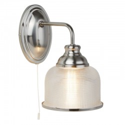 Bistro II - Textured Clear Glass & Satin Silver Wall Lamp