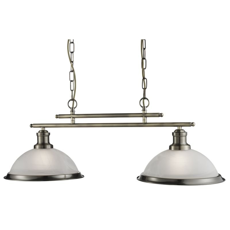 Kitchen Lights - Bistro - Alabaster Glass & Antique Brass 2 Light over Island Fitting Searchlight-2682-2AB - Bistro - Alabaster Glass & Antique Brass 2 Light over Island Fitting