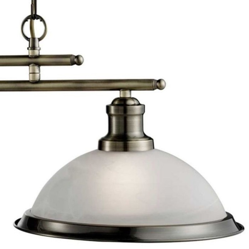 Kitchen Lights - Bistro - Alabaster Glass & Antique Brass 2 Light over Island Fitting Searchlight-2682-2AB - Bistro - Alabaster Glass & Antique Brass 2 Light over Island Fitting