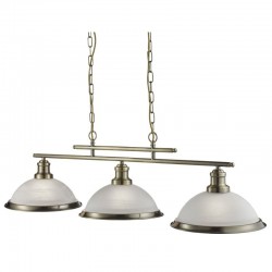 Bistro - Alabaster Glass & Antique Brass 3 Light over Island Fitting