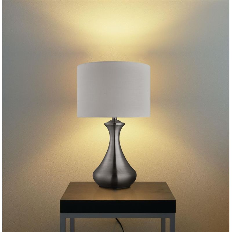Searchlight-2750SS - Touch - White & Satin Silver Touch Table Lamp
