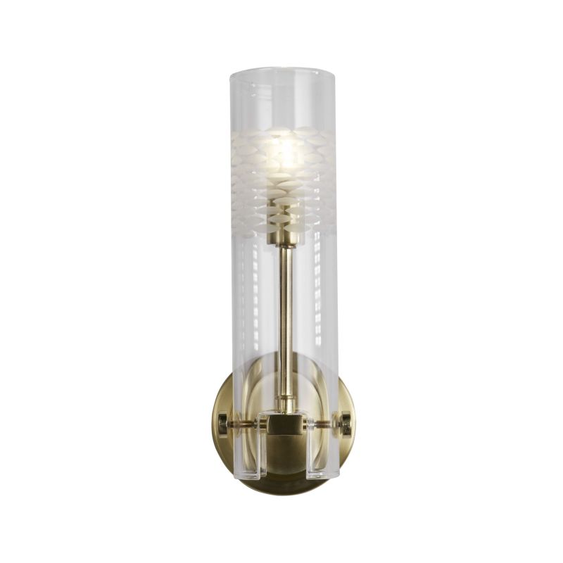 Searchlight-27981SB - Scope - Bathroom Satin Brass Wall Lamp with Clear Glass