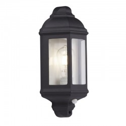 Maine - Black & Glass Half Lantern PIR Wall Lamp